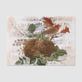 Papel De Seda Pájaro floral de otoño