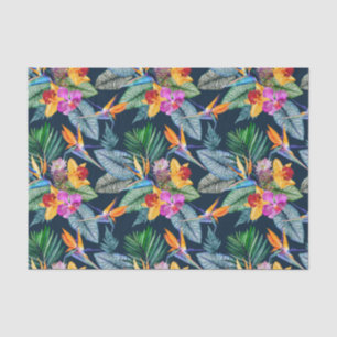 Papel De Seda Pájaro Tropical De Paraíso Y Orquídea