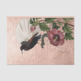 Papel De Seda Pájaro Tropical Floral Antiguo