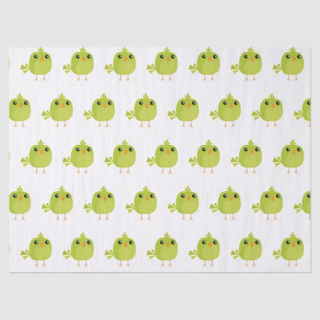 Papel De Seda Pájaro Verde Dibujos Animados   (Anverso)