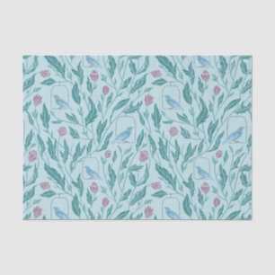 Papel De Seda Pájaro victoriano vintage con luz de jardín