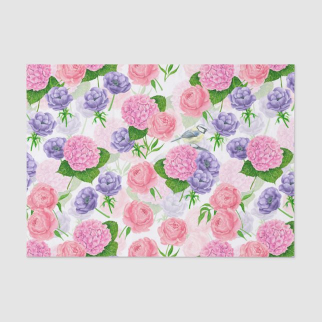 Papel De Seda Pájaro y flores (Anverso)