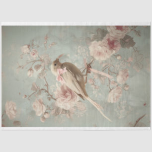 Papel De Seda Pájaro y flores, pasteles suaves, arte romántico
