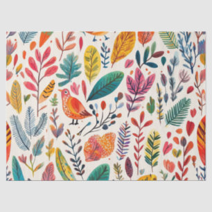 Papel De Seda Pájaros acuarela boho – Artística inspiración natu