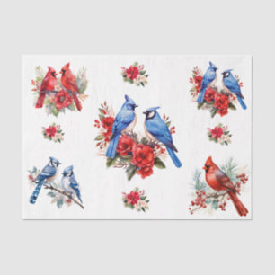 Papel De Seda Pájaros Cardenales Acuarela Elementos Decoupage Az