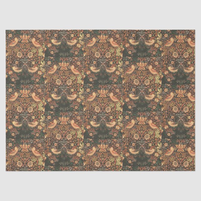 Papel De Seda Pájaros clásicos elegantes William Morris (Anverso)