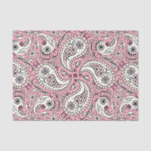 Papel De Seda Pájaros de paisley de rosa bebé