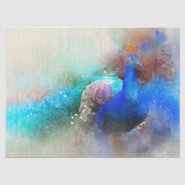 Papel De Seda Pájaros de pavo real acuarela Pared Art Decoupage