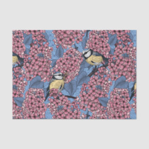 Papel De Seda Pájaros en el jardín de lilas