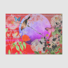 PAPEL DE SEDA PÁJAROS JAPONESES Y UN TEJIDO DE LA LUNA COMPLETO