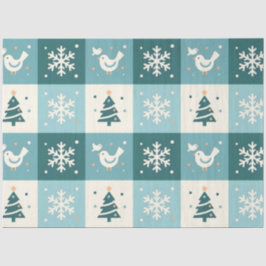 Papel De Seda Pájaros lindos y copos de nieve Navidad Invierno D