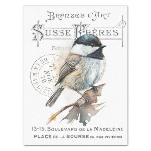 Papel De Seda Pájaros Pájaros Típografía francesa Decoupage