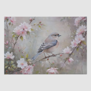 Papel De Seda Pájaros Pequeños con Flores en Flor Decoupage