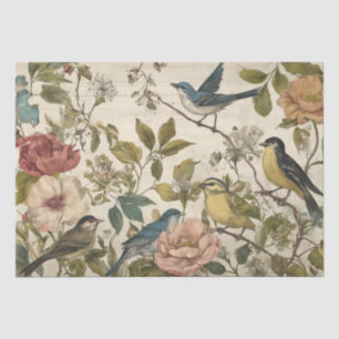 Papel De Seda Pájaros Victorianos de Ephemera Vintage para Decou