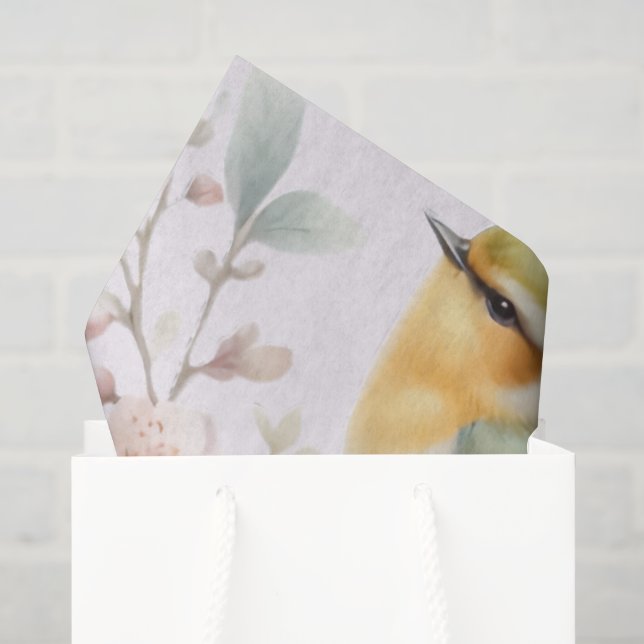Papel De Seda Pájaros y flores (Bolsa de regalo)