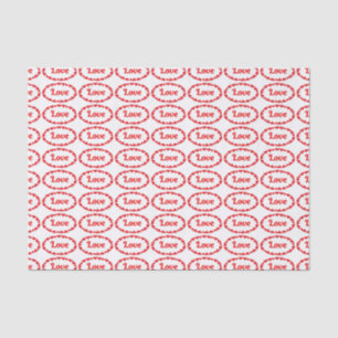 Papel De Seda Palabra de amor en patrón de óvalos rojos y blanco