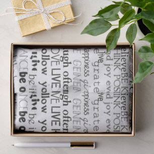 Papel De Seda Palabras Inspiradoras blancas negras