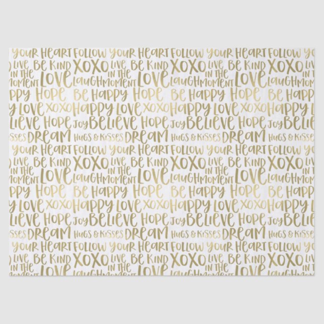 Papel De Seda Palabras Inspiradoras de oro (Anverso)