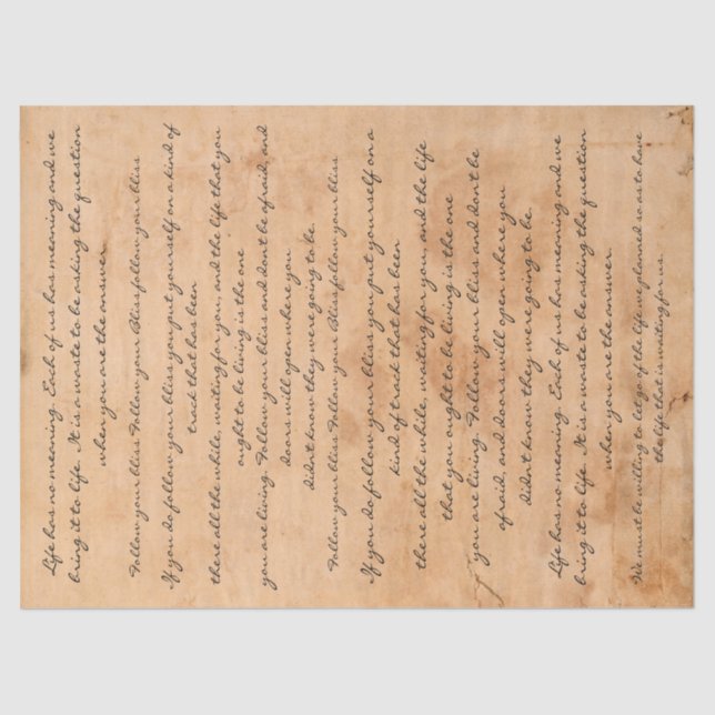 Papel De Seda Palabras manchadas agua de la escritura del texto (Anverso)