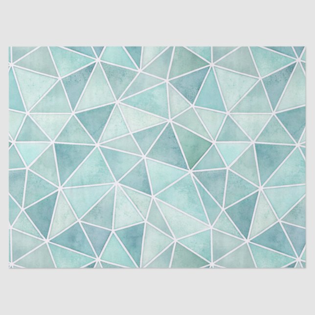 Papel De Seda Pale Aqua Geometric Mosaic – Polygon (Anverso)