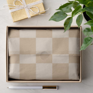 Papel De Seda Paleta neutral suave de cuadros en bronceado y cre