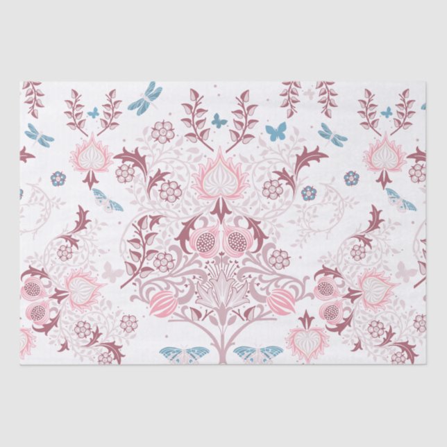 Papel De Seda Paleta rosa William Morris Design (Anverso)