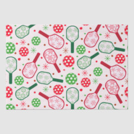 Papel De Seda Paletas de Pickleball Rojas y Verdes de Navidad 