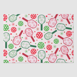 Papel De Seda Paletas de Pickleball Rojas y Verdes de Navidad 