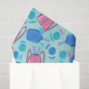 Papel De Seda Paletas y Pelotas de Pickleball Azules Elegantes
