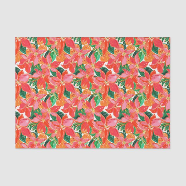 Papel De Seda Palm Beach Navidades acuarela Poinsettias (Anverso)