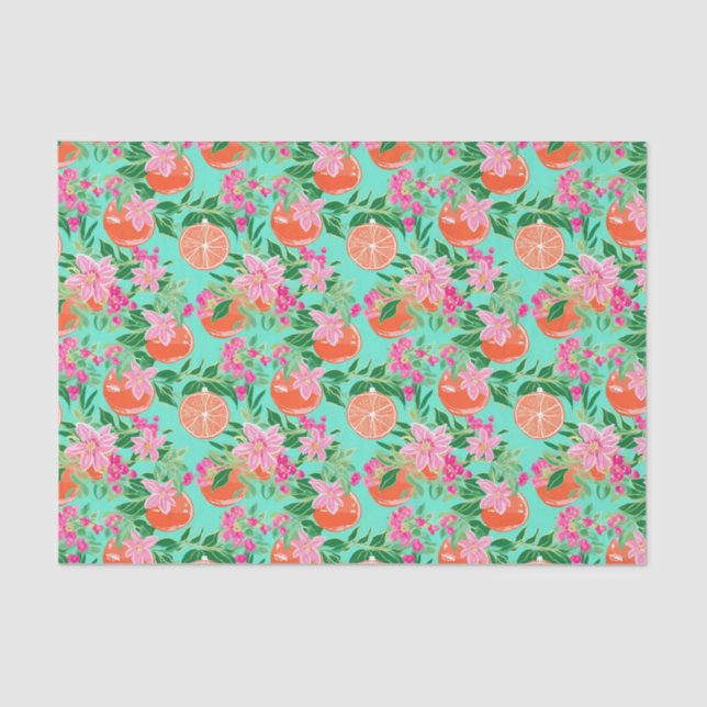 Papel De Seda Palm Beach Navidades Ornamentos Naranja acuático (Anverso)