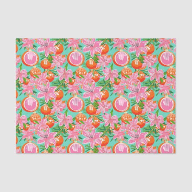 Papel De Seda Palm Beach Navidades Ornamentos Naranja acuático (Anverso)
