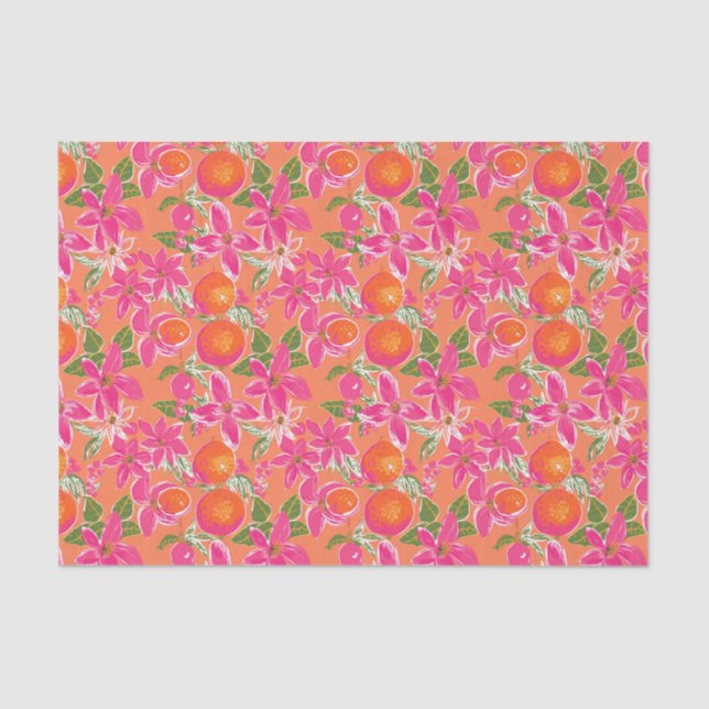 Papel De Seda Palm Beach Navidades Ornamentos Naranja acuático (Anverso)