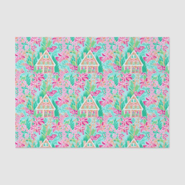 Papel De Seda Palm Beach Navidades Watercolor Gingerbread House (Anverso)