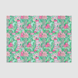 Papel De Seda Palm Beach Navidades Watercolour Floral Stockings