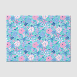 Papel De Seda Palm Beach Preppy Imprime flores azules y rosas