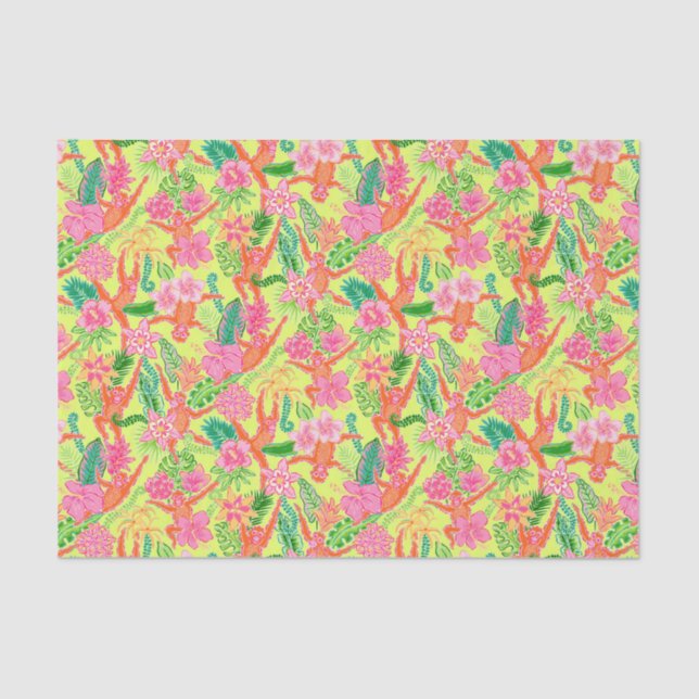 Papel De Seda Palm Beach Preppy Print Cute Orangutans (Anverso)