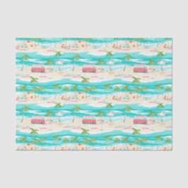 Papel De Seda Palm Beach Tropical Island Beach Surf Van