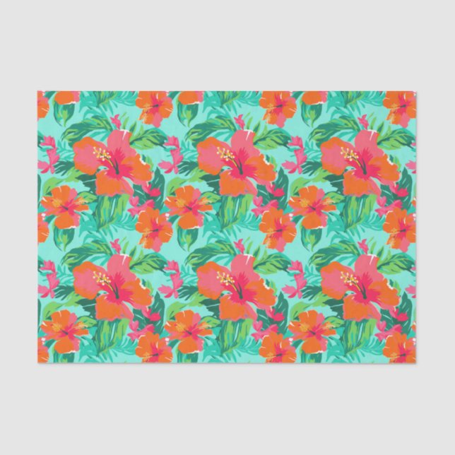 Papel De Seda Palm Beach Tropical Island Flowers (Anverso)