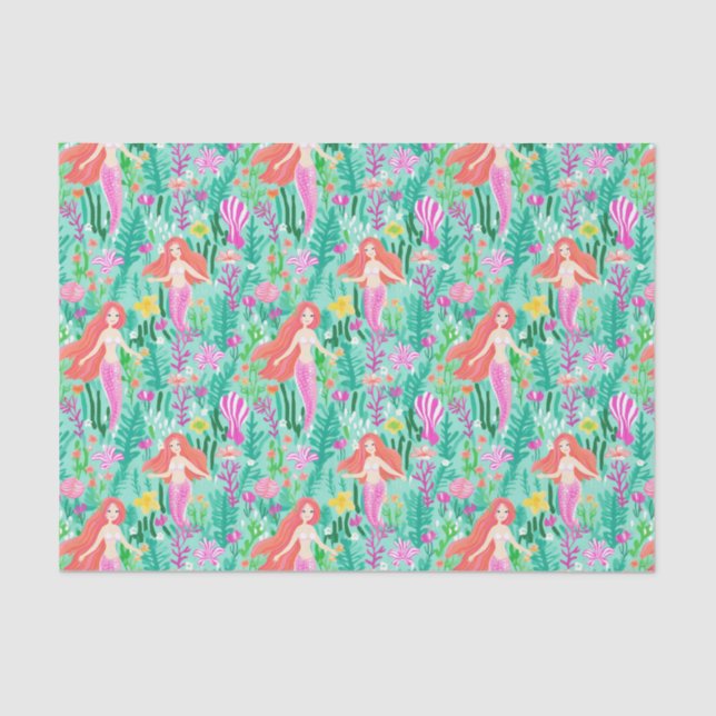Papel De Seda Palm Beach Tropical Island Mermaids (Anverso)
