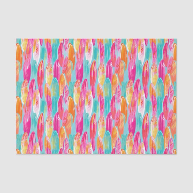 Papel De Seda Palm Beach Tropical Island Surf Boards (Anverso)