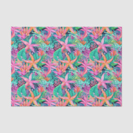 Papel De Seda Palm Beach Tropical Island Underwater Starfish