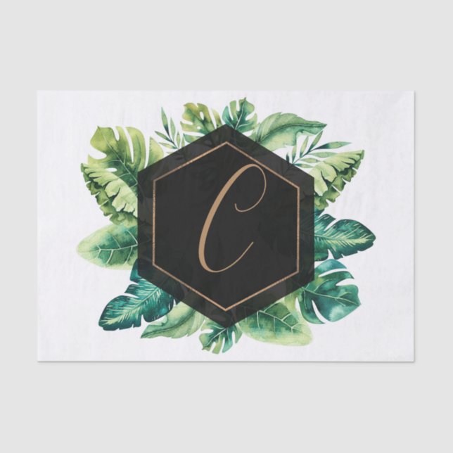 Papel De Seda Palm Leaves Oro Blanco Elegante Verano Tropical (Anverso)