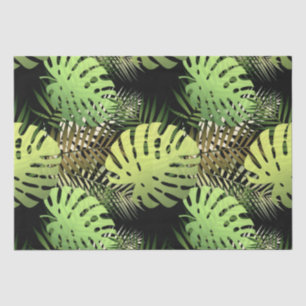 Papel De Seda Palm moderna deja la jungla tropical verde negro