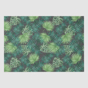 Papel De Seda Palm Tree Izquierda tropical patrón negro verde