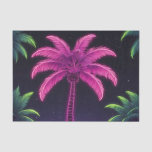 Papel De Seda Palm Tree neón con vibraciones retro y resplandor 