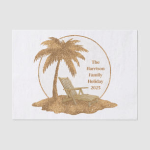 Papel De Seda Palm Tree Purpurina dorado con texto Personalizado