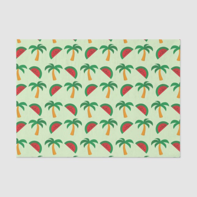 Papel De Seda Palm Trees and Watermelon Tropical Pattern (Anverso)
