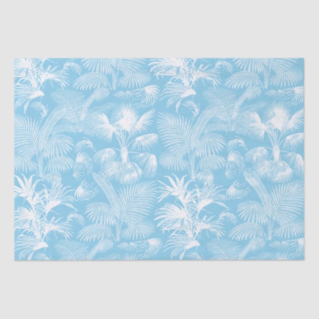 Papel De Seda Palm Trees Tropicales Modernos Cielo Azul Blanco (Anverso)