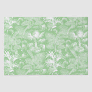 Papel De Seda Palm Trees Tropicales Modernos Verde Sabio Blanco